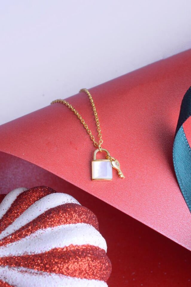 925 Ayar Gümüş Kilit & Anahtar Kolye