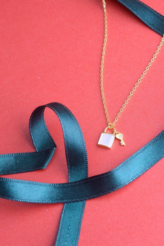 925 Ayar Gümüş Kilit & Anahtar Kolye