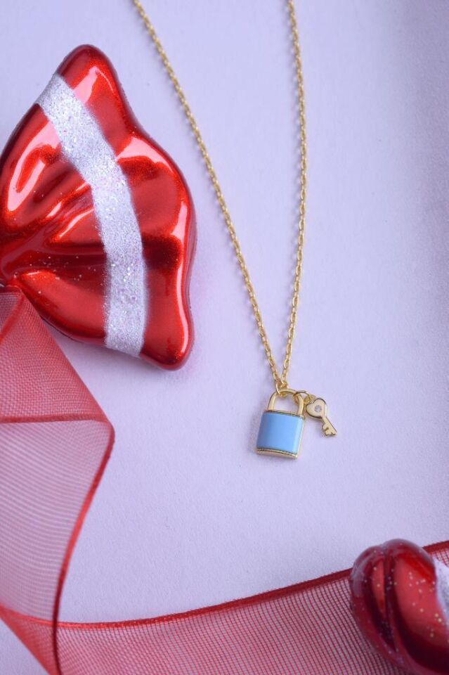 925 Ayar Gümüş Kilit & Anahtar Kolye