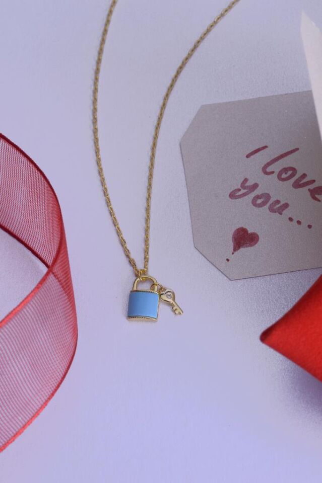 925 Ayar Gümüş Kilit & Anahtar Kolye