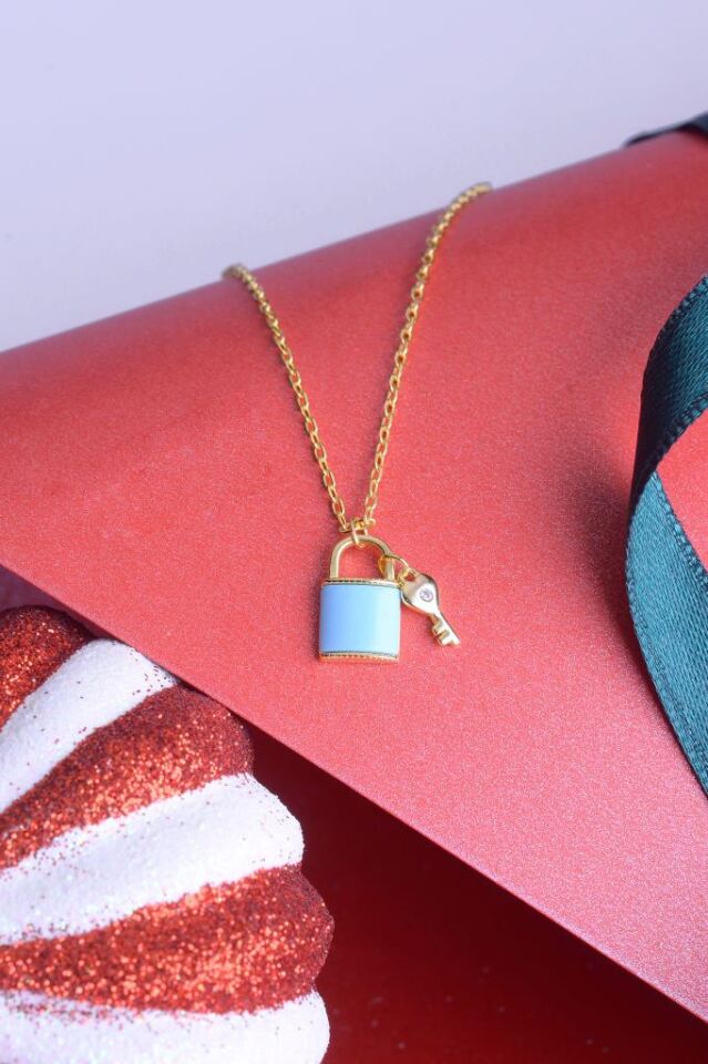 925 Ayar Gümüş Kilit & Anahtar Kolye