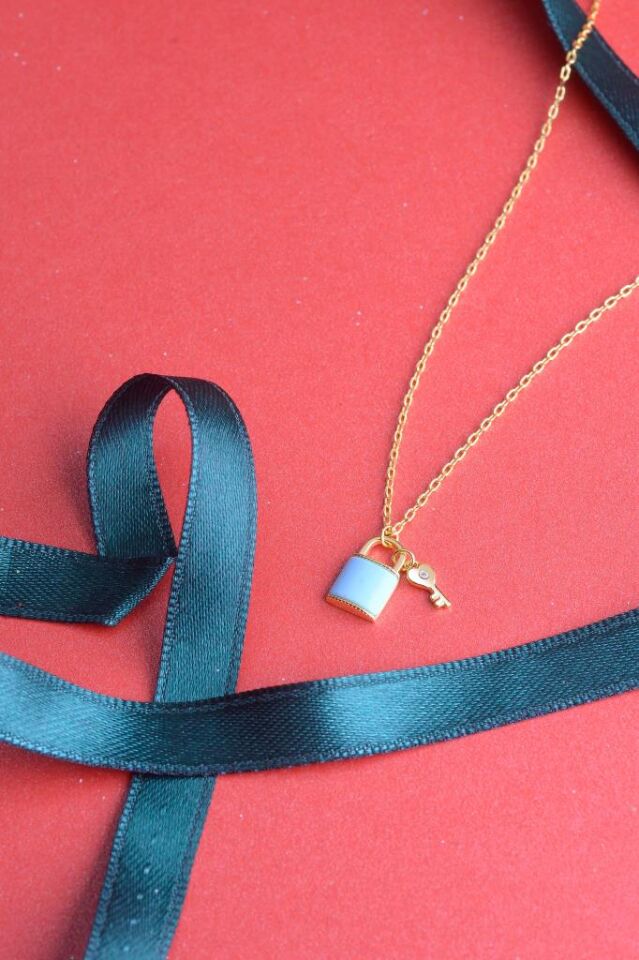 925 Ayar Gümüş Kilit & Anahtar Kolye