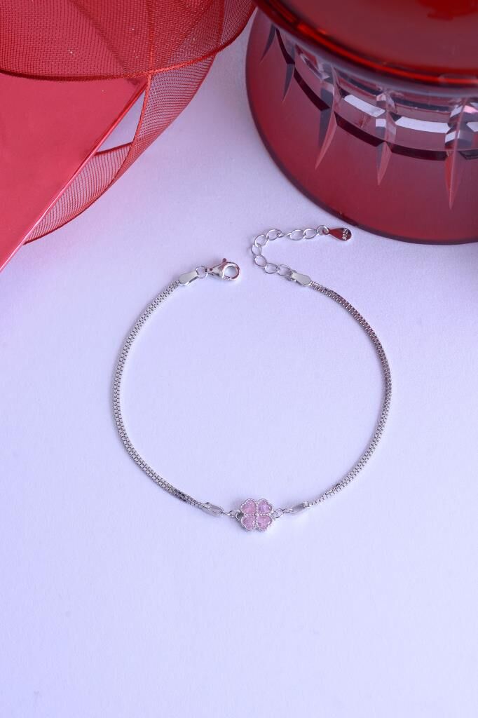 925 Ayar Ayar Gümüş Lotus Çiçek Ataç Sıralı Bileklik