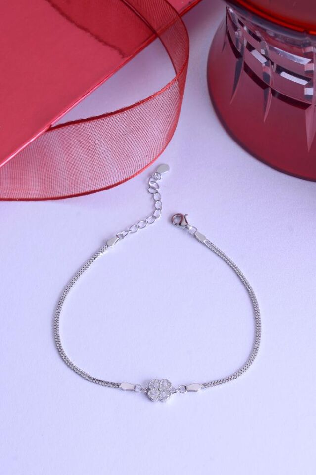 925 Ayar Ayar Gümüş Lotus Çiçek Ataç Sıralı Bileklik