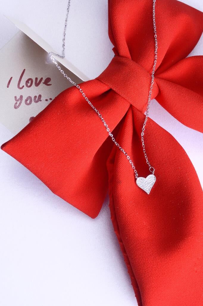 925 Ayar Gümüş Zirkon Taşlı Mini Kalp Kolye