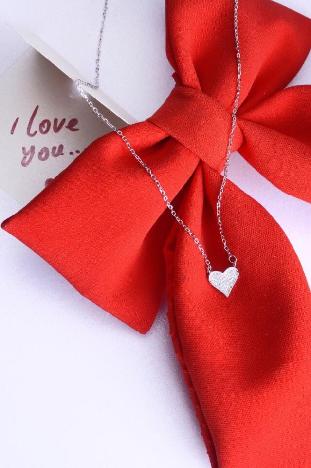 925 Ayar Gümüş Zirkon Taşlı Mini Kalp Kolye