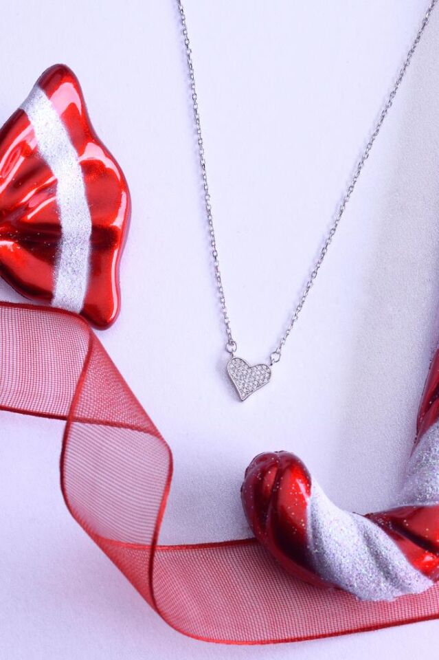 925 Ayar Gümüş Zirkon Taşlı Mini Kalp Kolye