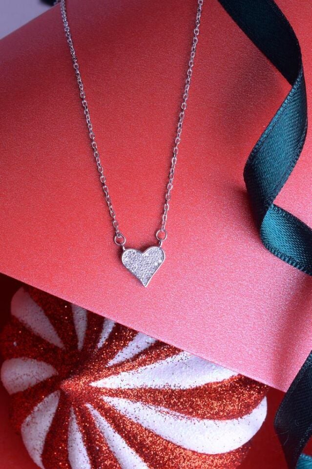 925 Ayar Gümüş Zirkon Taşlı Mini Kalp Kolye