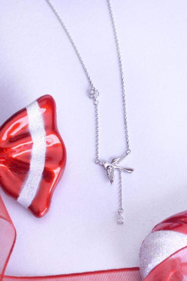 925 Ayar Gümüş Sinek Kuşu Kolye