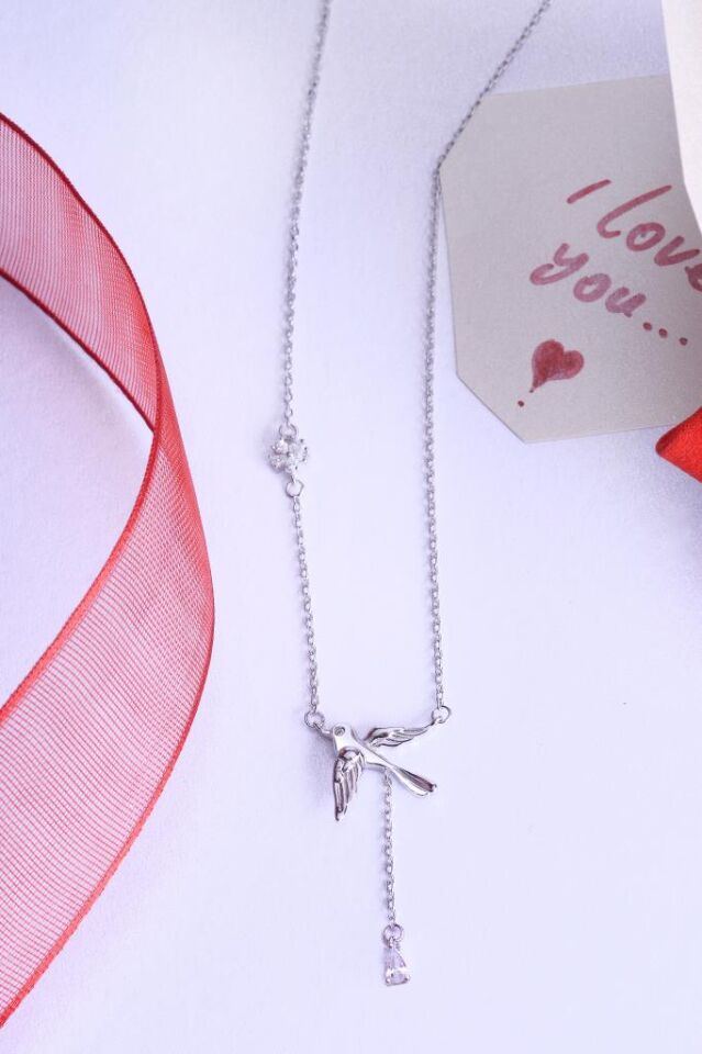 925 Ayar Gümüş Sinek Kuşu Kolye