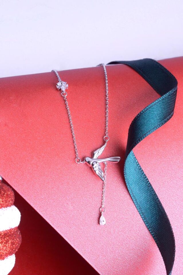 925 Ayar Gümüş Sinek Kuşu Kolye