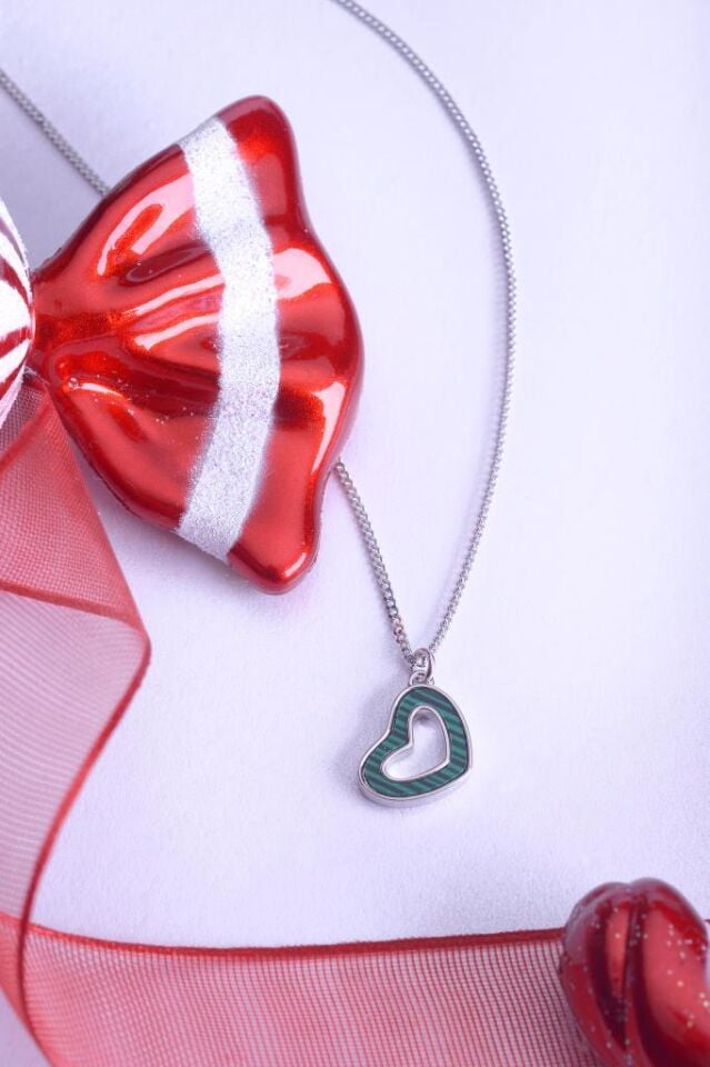 925 Ayar Gümüş İçi Boş Kalp Kolye