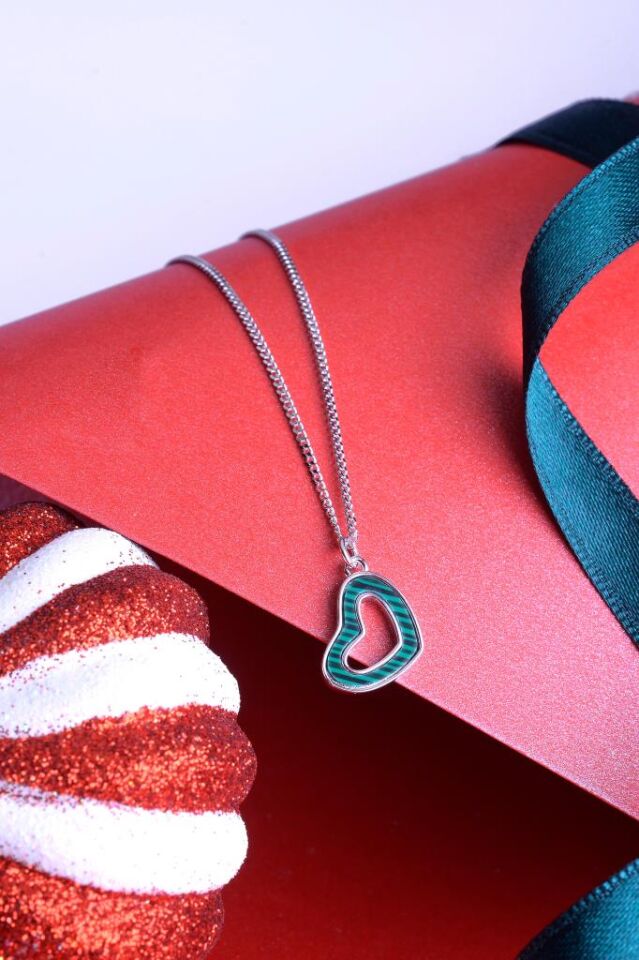 925 Ayar Gümüş İçi Boş Kalp Kolye