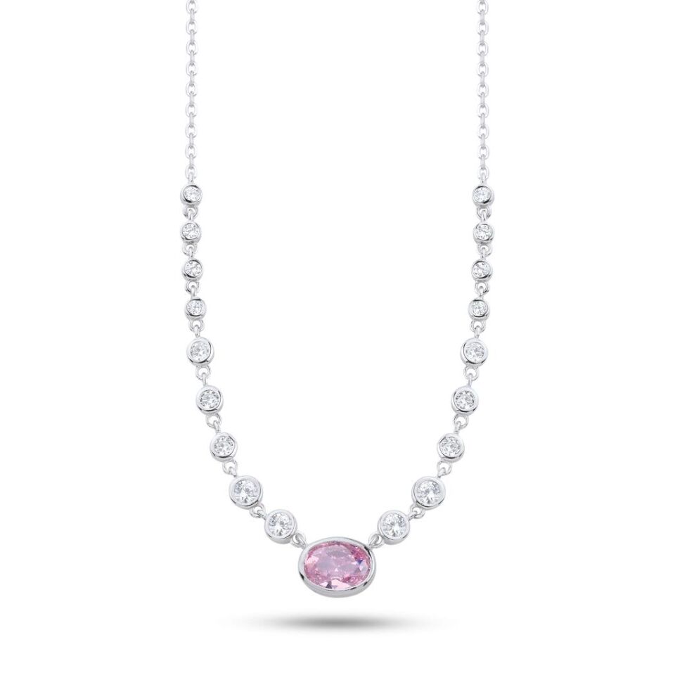 925 Ayar Oval Taşlı Kolye