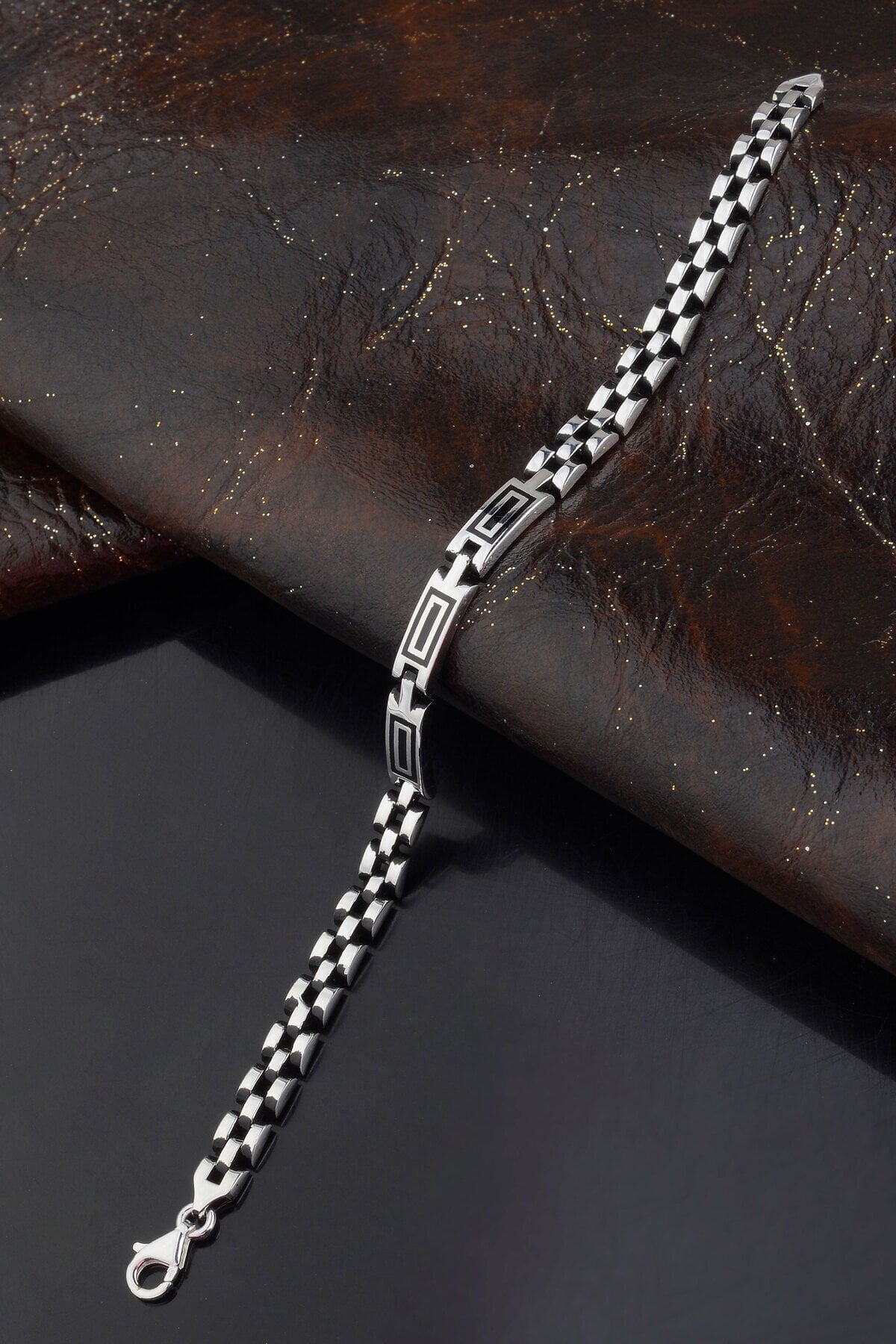 925 AYAR DESENLİ GÜMÜŞ ERKEK BİLEKLİK