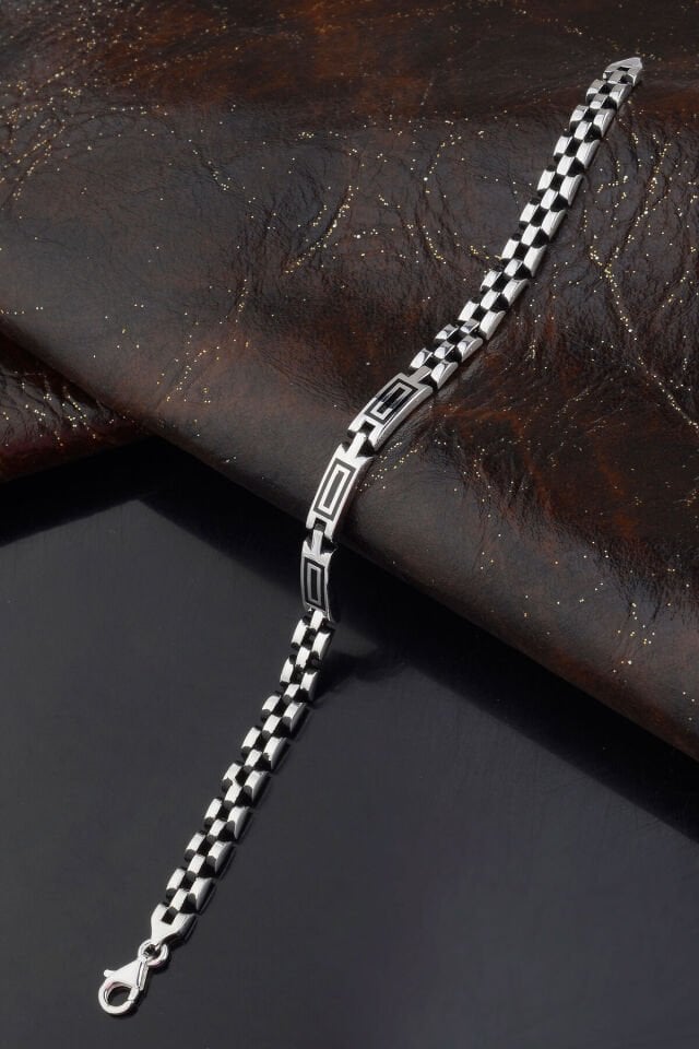 925 AYAR DESENLİ GÜMÜŞ ERKEK BİLEKLİK