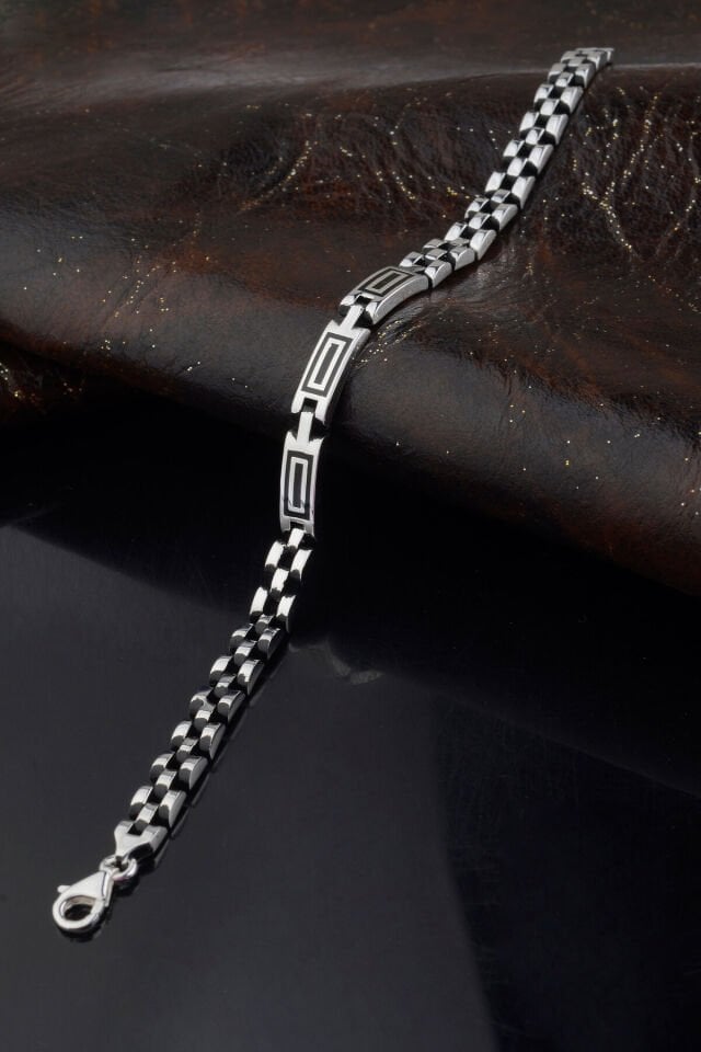 925 AYAR DESENLİ GÜMÜŞ ERKEK BİLEKLİK