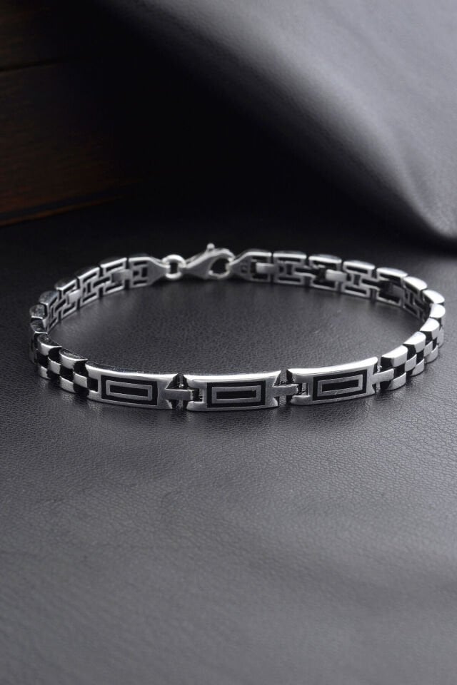 925 AYAR DESENLİ GÜMÜŞ ERKEK BİLEKLİK