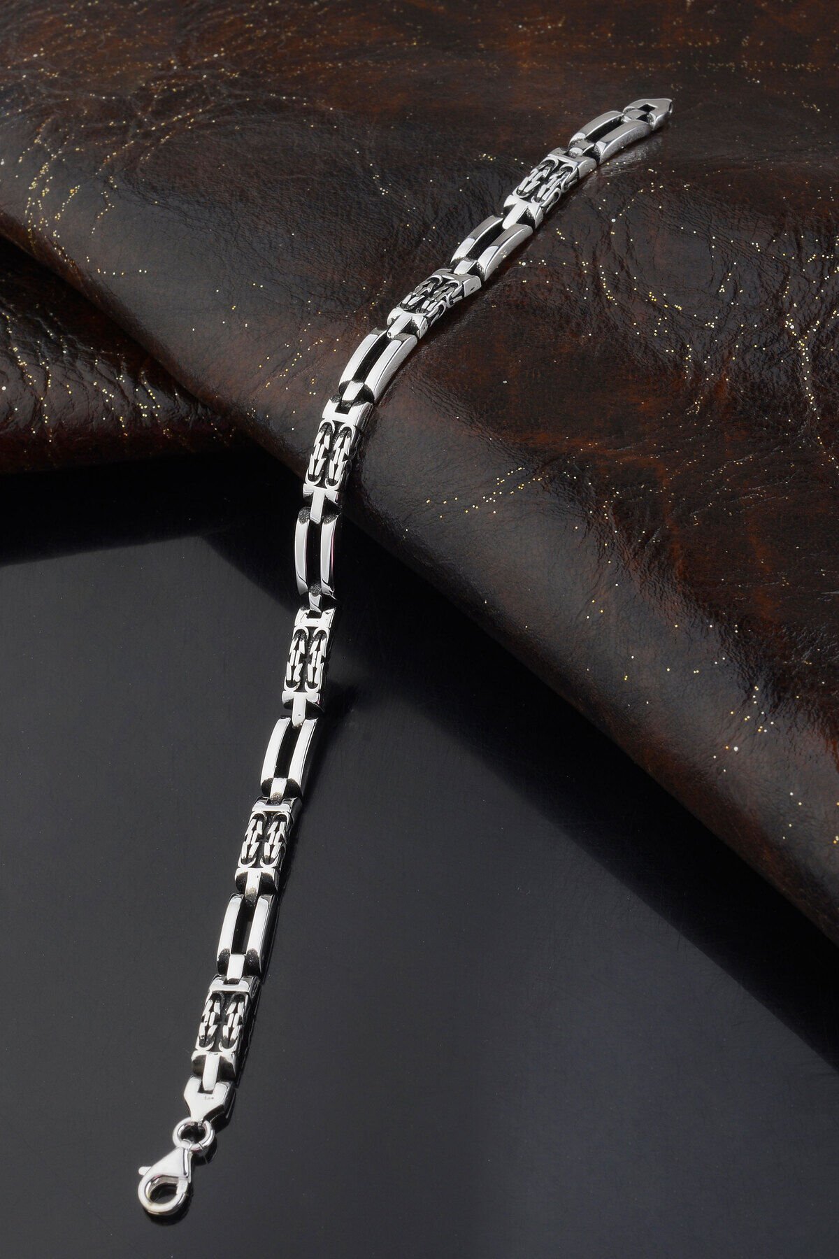 925 AYAR GÜMÜŞ ZİNCİR DESENLİ ERKEK BİLEKLİK