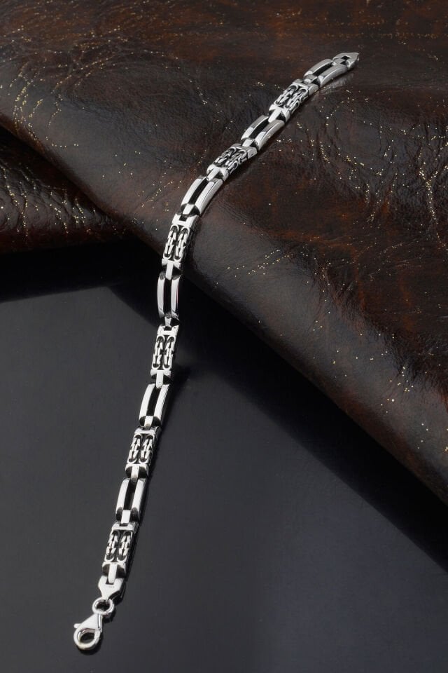 925 AYAR GÜMÜŞ ZİNCİR DESENLİ ERKEK BİLEKLİK