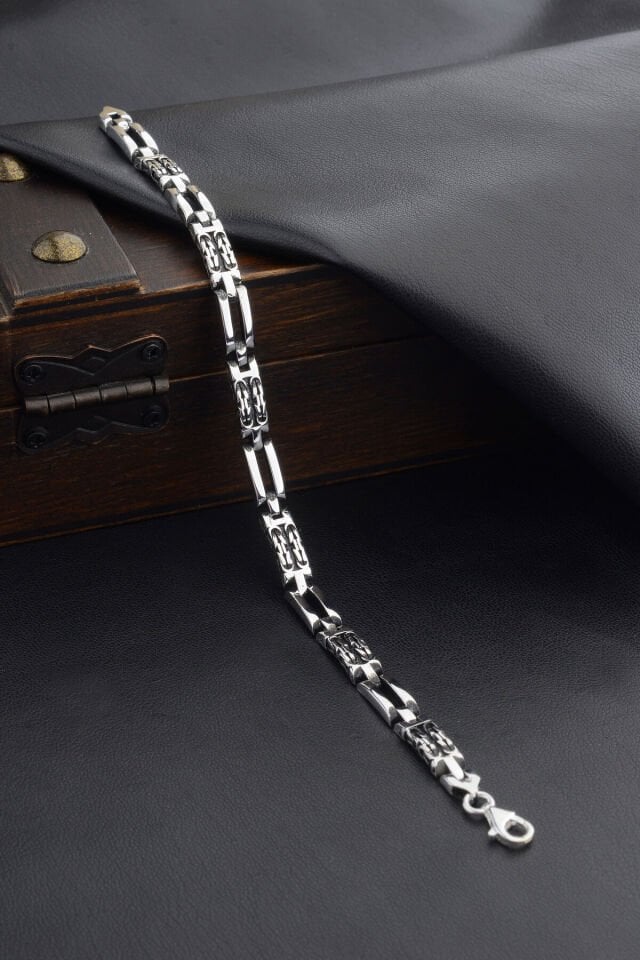 925 AYAR GÜMÜŞ ZİNCİR DESENLİ ERKEK BİLEKLİK