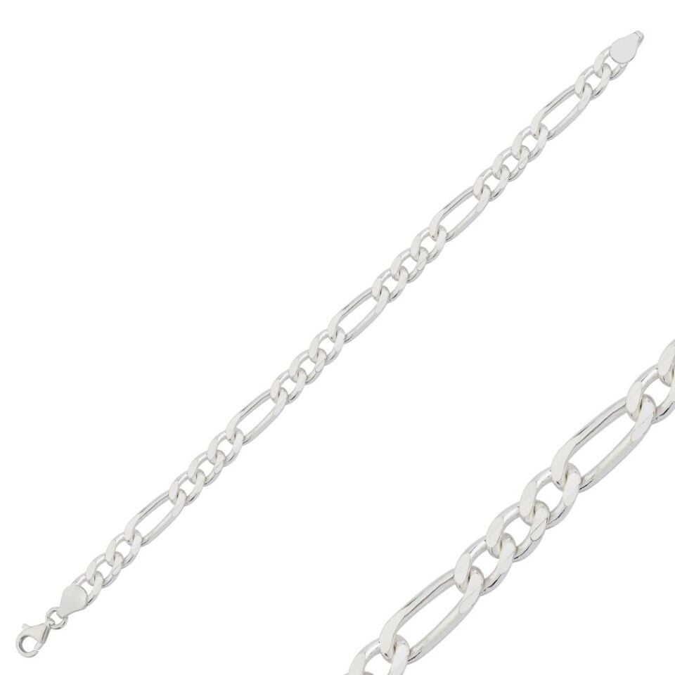 925 Ayar Gümüş Figaro Zincir Erkek Bileklik 20 cm
