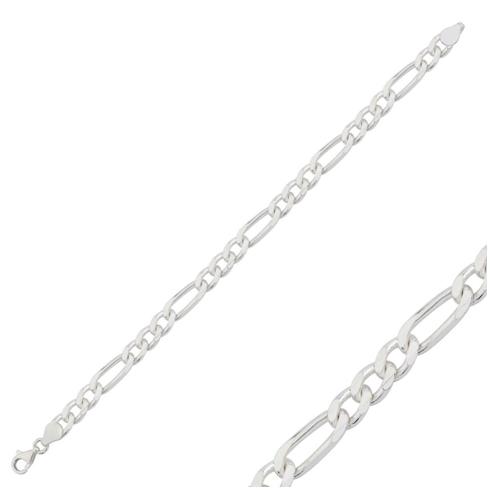 925 Ayar Gümüş Figaro Zincir Erkek Bileklik 22 cm