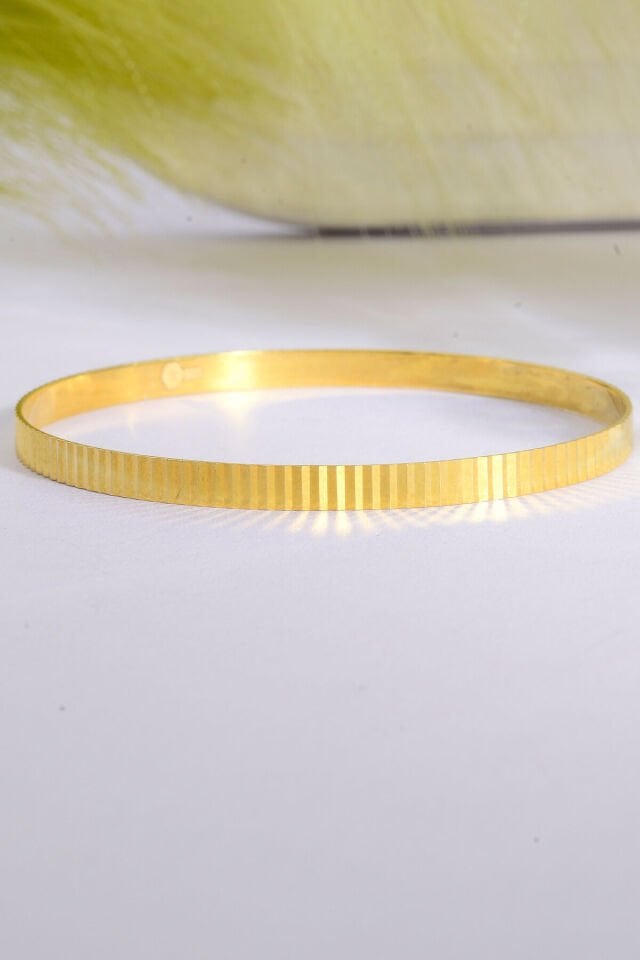 925 Ayar Gümüş Üzeri 22 Ayar Altın Kaplama Aynalı Ajda Bilezik