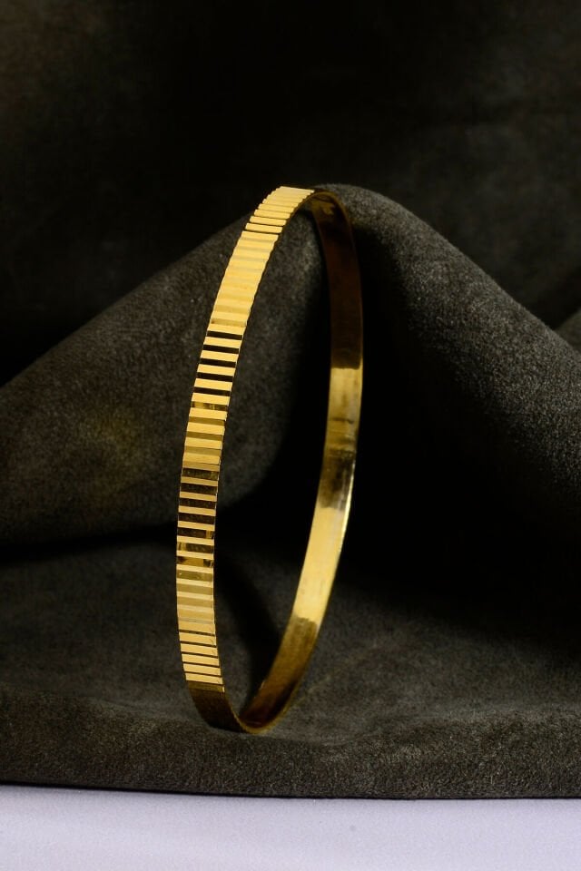 925 Ayar Gümüş Üzeri 22 Ayar Altın Kaplama Aynalı Ajda Bilezik