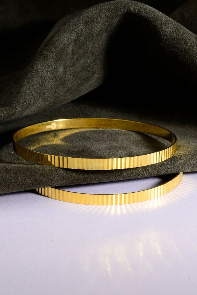 925 Ayar Gümüş Üzeri 22 Ayar Altın Kaplama Aynalı Ajda Bilezik