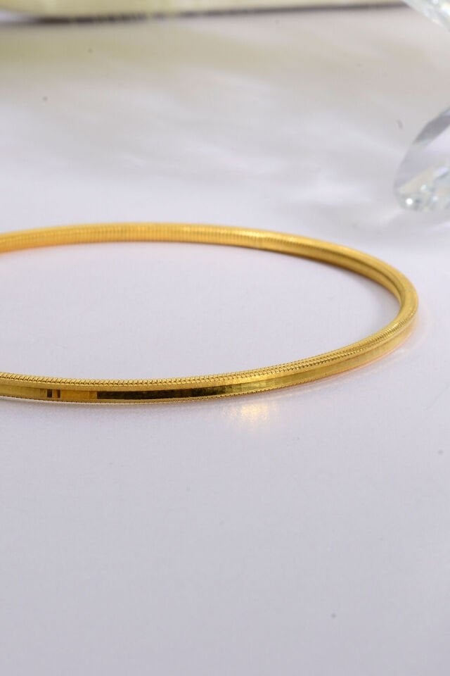 925 Ayar Gümüş Üzeri 22 Ayar Altın Kaplama 10 Gr Düz Ajda Model Oluklu Ajda Kadın Bilezik