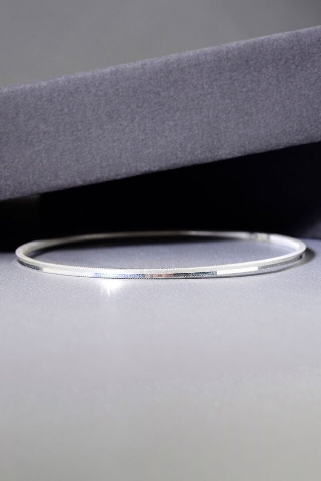 925 Ayar Gümüş Düz Oluklu Ajda Bilezik