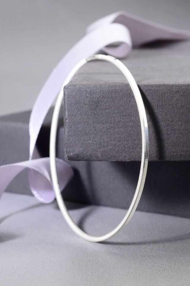 925 Ayar Gümüş Düz Oluklu Ajda Bilezik