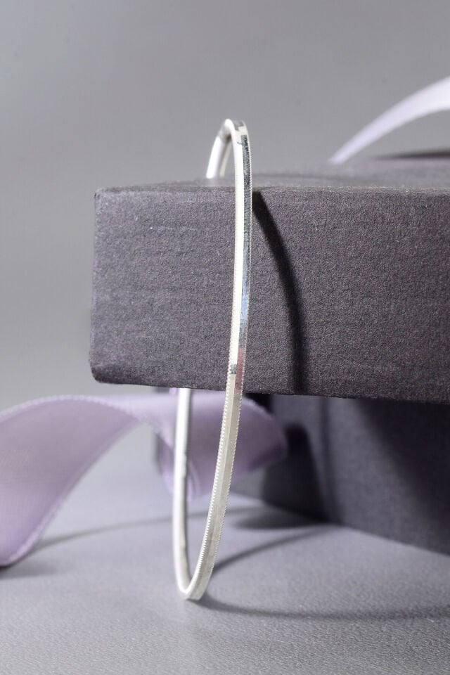 925 Ayar Gümüş Düz Oluklu Ajda Bilezik