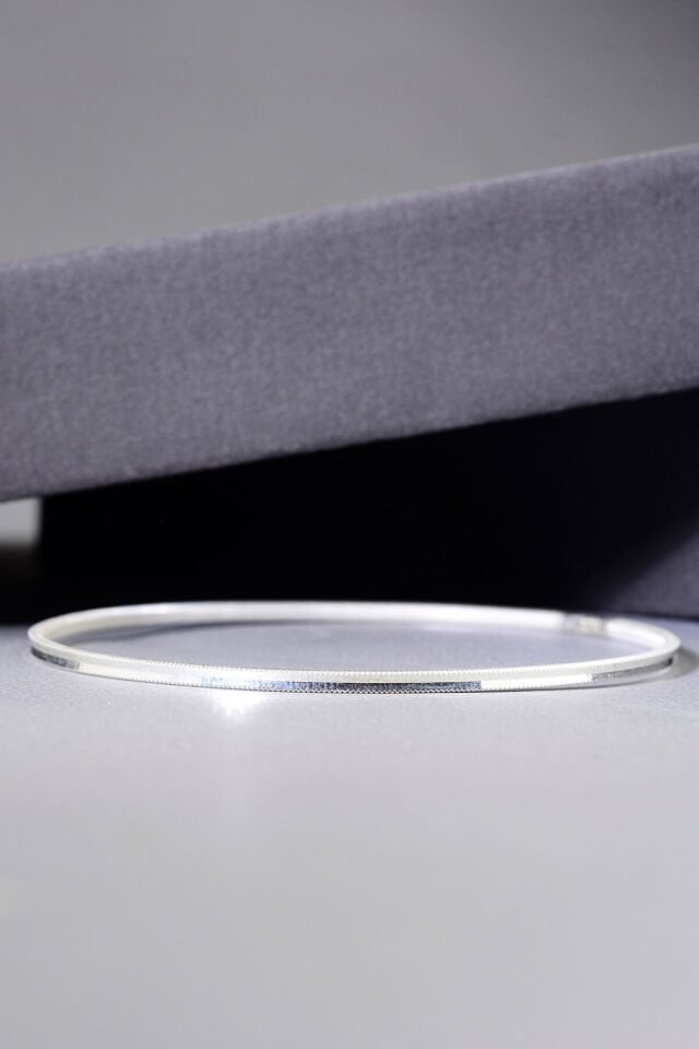 925 Ayar Gümüş Düz Oluklu Ajda Bilezik