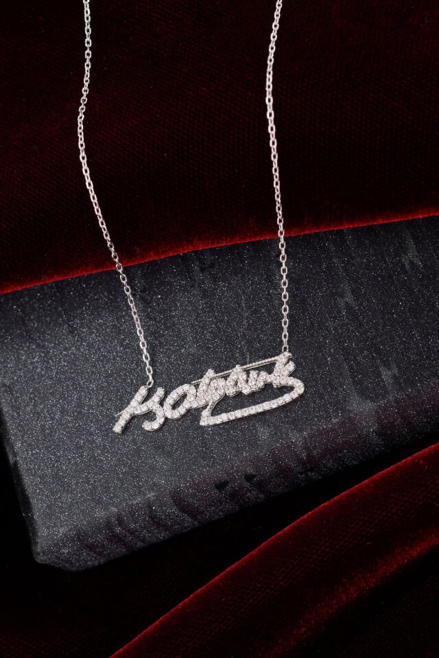 925 AYAR GÜMÜŞ ATATÜRK İMZA TAŞLI KOLYE