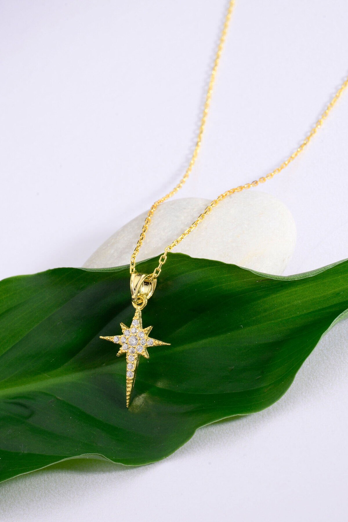 925 Ayar Gümüş Taşlı Kutup Yıldızı Kolye