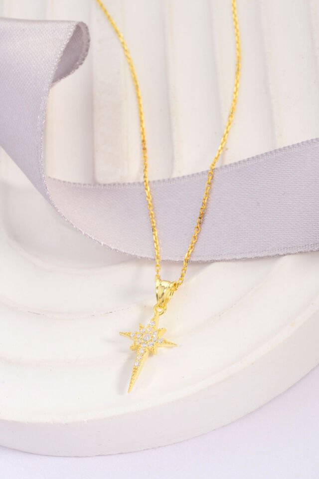 925 Ayar Gümüş Taşlı Kutup Yıldızı Kolye