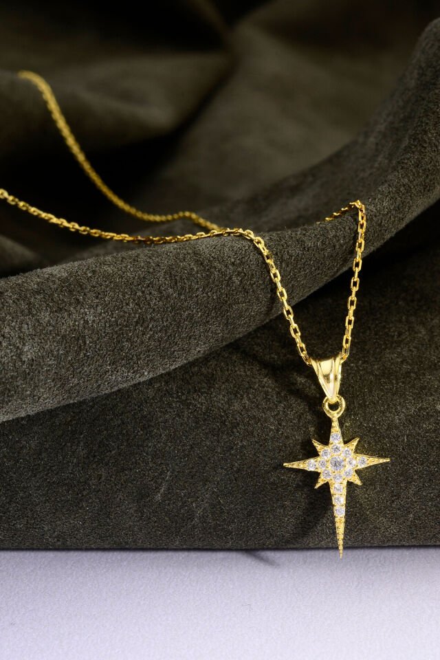 925 Ayar Gümüş Taşlı Kutup Yıldızı Kolye